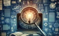 DALL·E 2024 03 08 10.44.26 A visually rich and detailed image featuring a background filled with subtle outlines of various patents diagrams or data visualizations like graphs